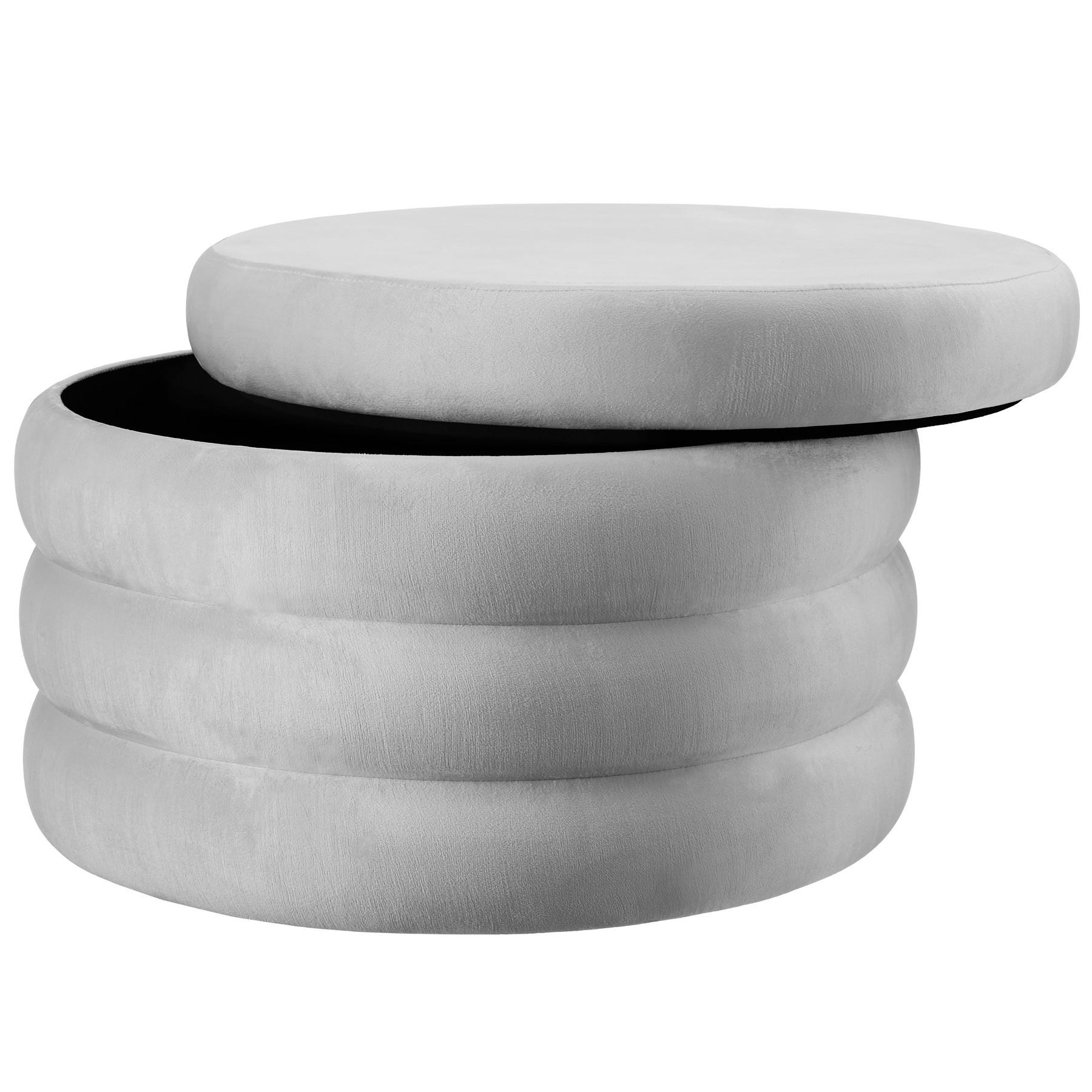 SITZHOCKER mit Stauraum Altu Xl,67 x 42 cm,Samtoptik grau - Samtahornfarben, Holz (67/42/67cm) - tectake