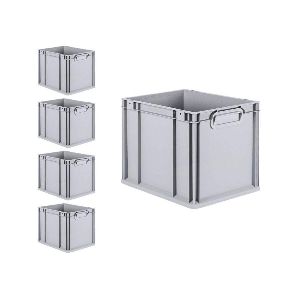 EUROBOX 5x Nextgen Economy Mit Scharnierdeckel Grau/Schwarz Griffe Geschlossen - Schwarz, Kunststoff (30/32/40cm) - PROREGAL