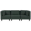 3-SITZER-SOFA Leinenoptik dunkelgrün Unstad - Schwarz/Grün, Textil (228/72/76cm) - Beliani