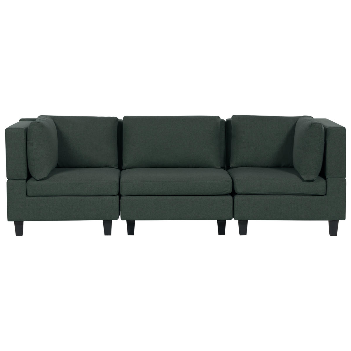 3-SITZER-SOFA Leinenoptik dunkelgrün Unstad - Schwarz/Grün, Textil (228/72/76cm) - Beliani