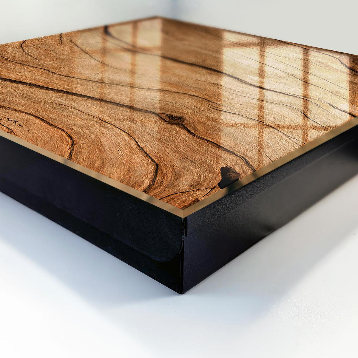 SCHLÜSSELBOX Schwarz 30x30 cm- Türöffnung nach rechts - Holzstruktur - Braun, Metall (30/30/5cm) - TULUP