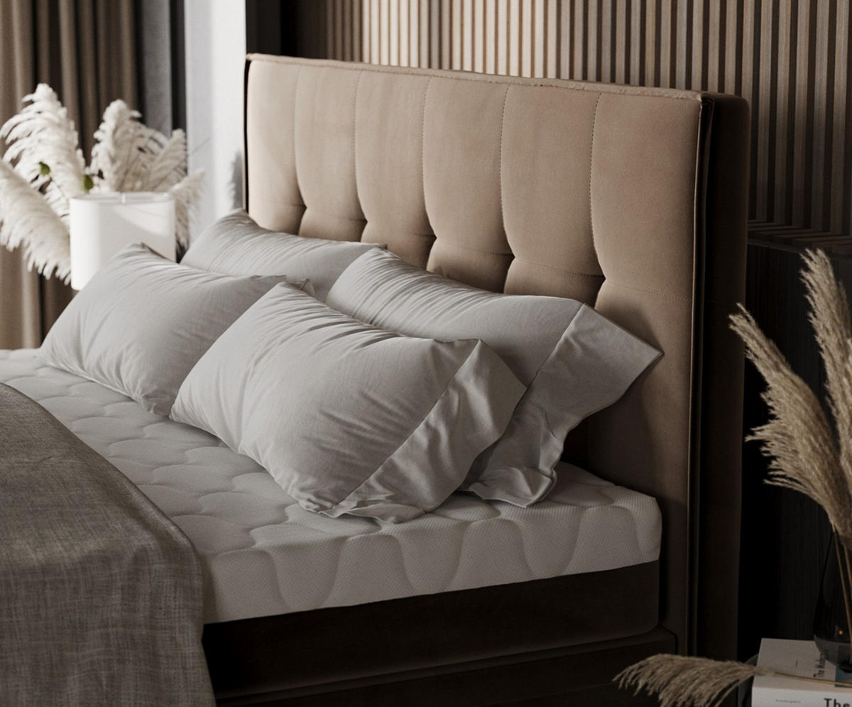 BOXBETT Arivo 140/200 cm Braun im Paros Stoff - Schwarz/Braun, Holz/Holzwerkstoff (140/200cm) - AltaBeds