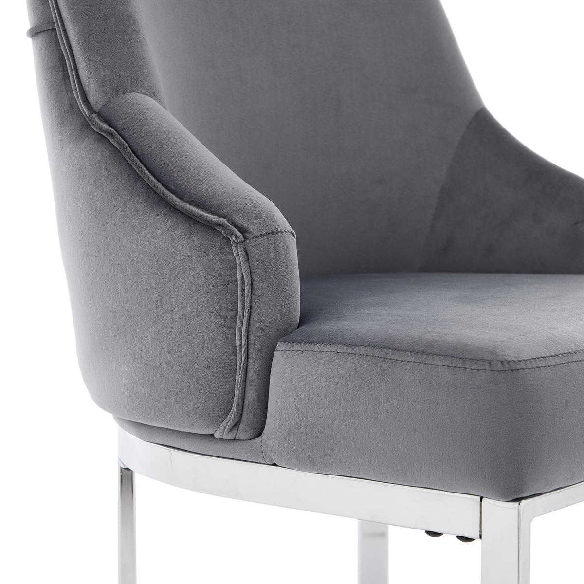 ESSZIMMERSTÜHLE 6er-Set Samt Silber Metall Grau - Silberfarben/Grau, Textil (59/89/55cm) - FLIEKS