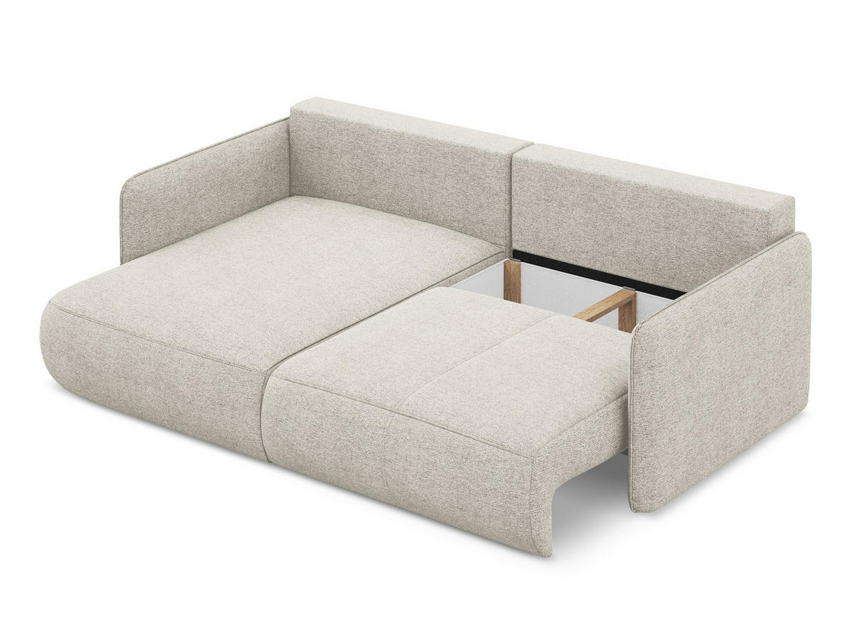ECKSOFA mit Schlaffunktion Chenille Stoff Grau - Silberfarben/Schwarz, Kunststoff/Textil (148/207cm) - Makamii
