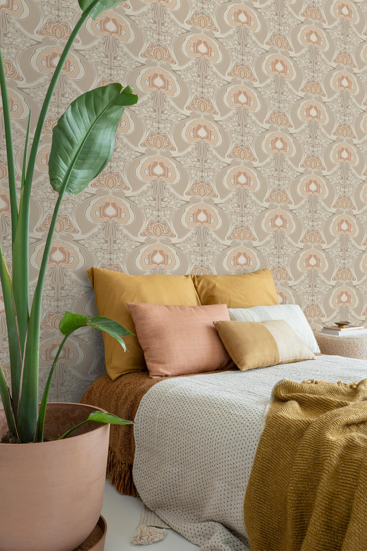 TAPETE Blumenmuster im Jugendstil 53 cm x 10.05 m - Beige, Papier (53/1000cm) - ESTAhome