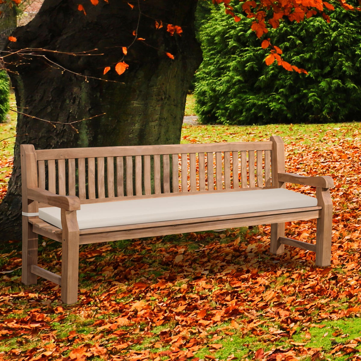 GARTENBANK Teakbank Dabel Holz Creme Holzbank 220cm - Creme, Holz (220/93/61cm) - DELUKE