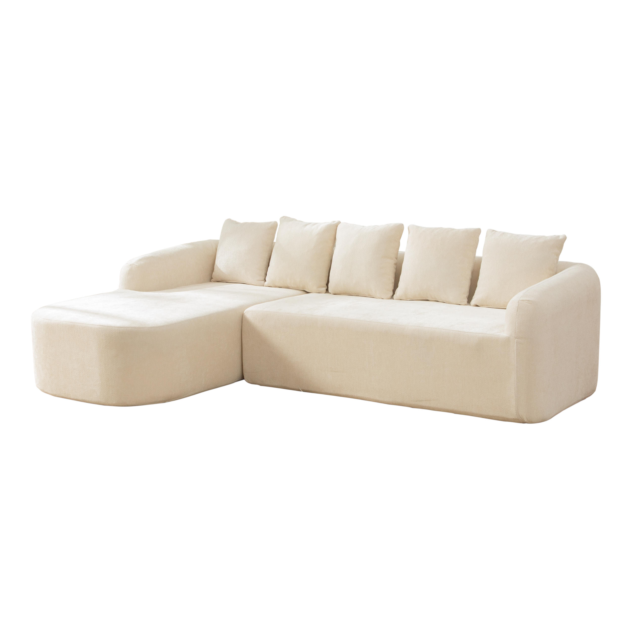 ECKSOFA Chenille Beige mit Kissen - Beige, Textil (270/172cm) - WISHDOR
