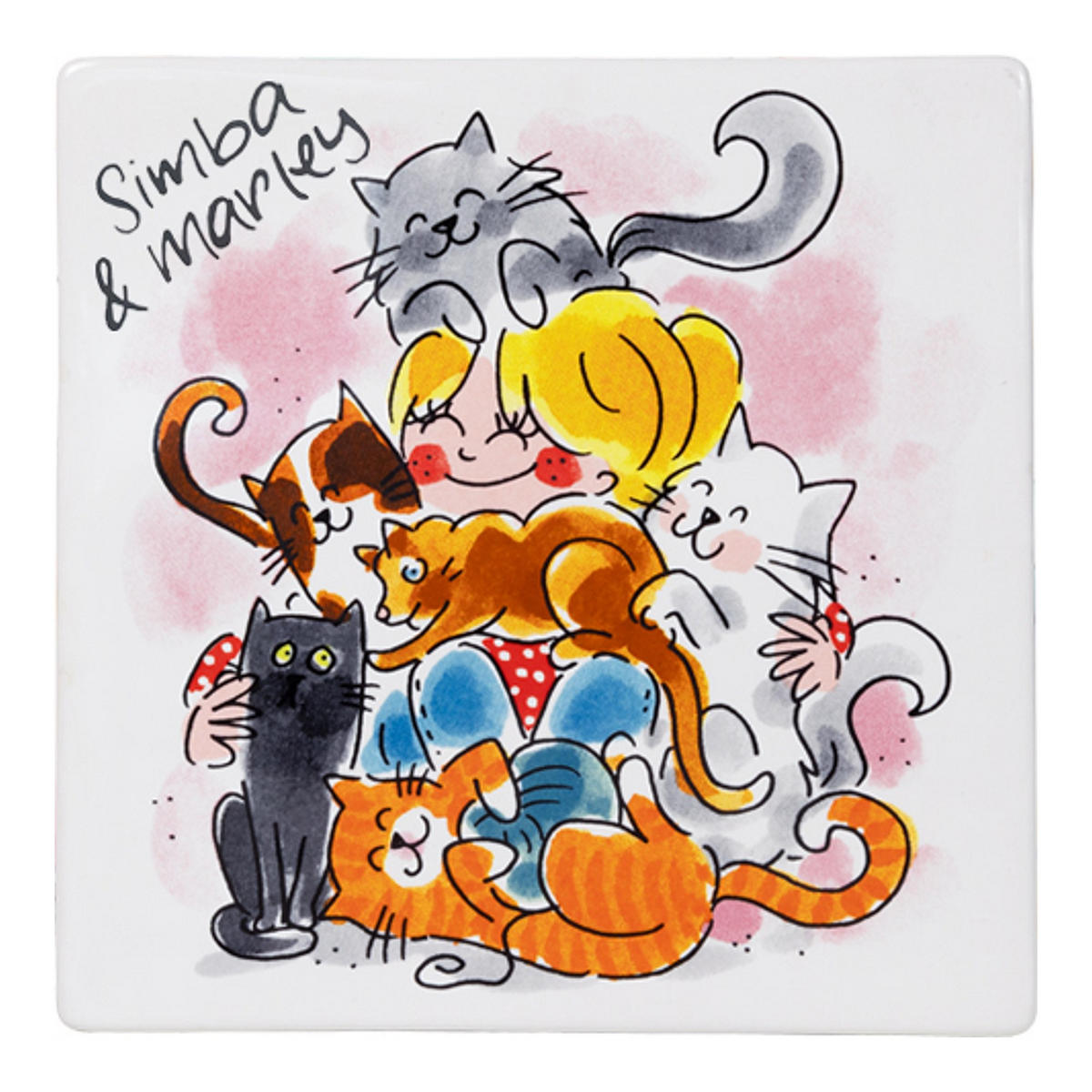 FLIESE Katzen in Bunt - 13cm - Multicolor, Keramik (13/0.5/13cm) - Blond Amsterdam