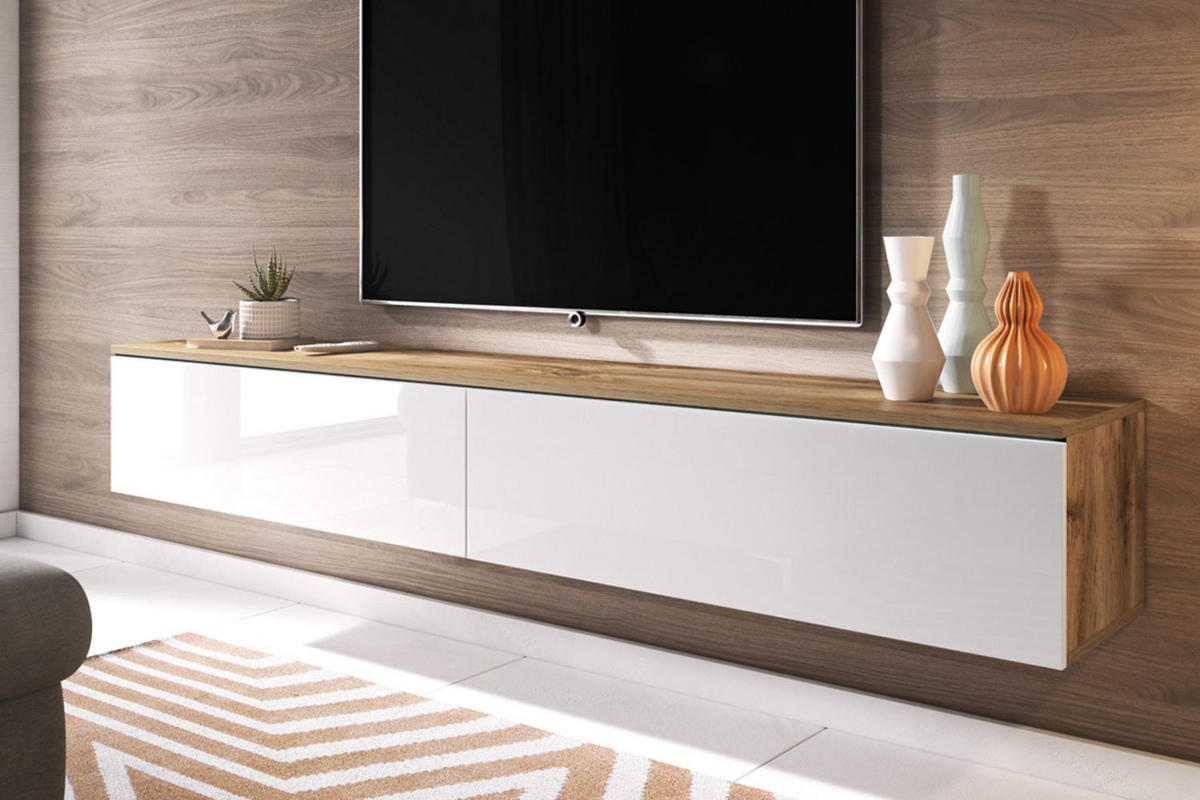 TV-SCHRANK Kane Wotan Eiche / Weiß 180 cm - Eiche Wotan, Holzwerkstoff (180/30/33cm) - Selsey