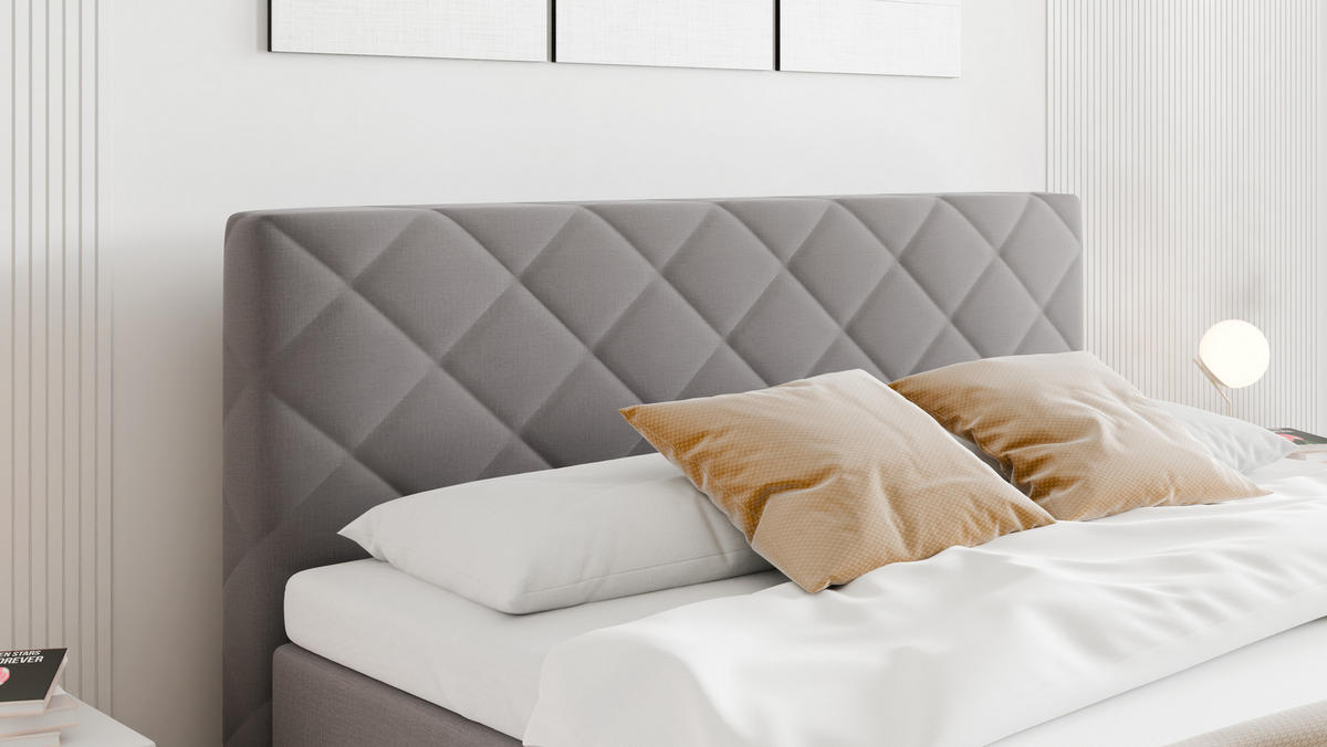 BOXBETT Diamaro 160x200 cm mit Bettkasten und Topper - Dunkelgrau - Grau, Holz (160/200cm) - Panda Möbel