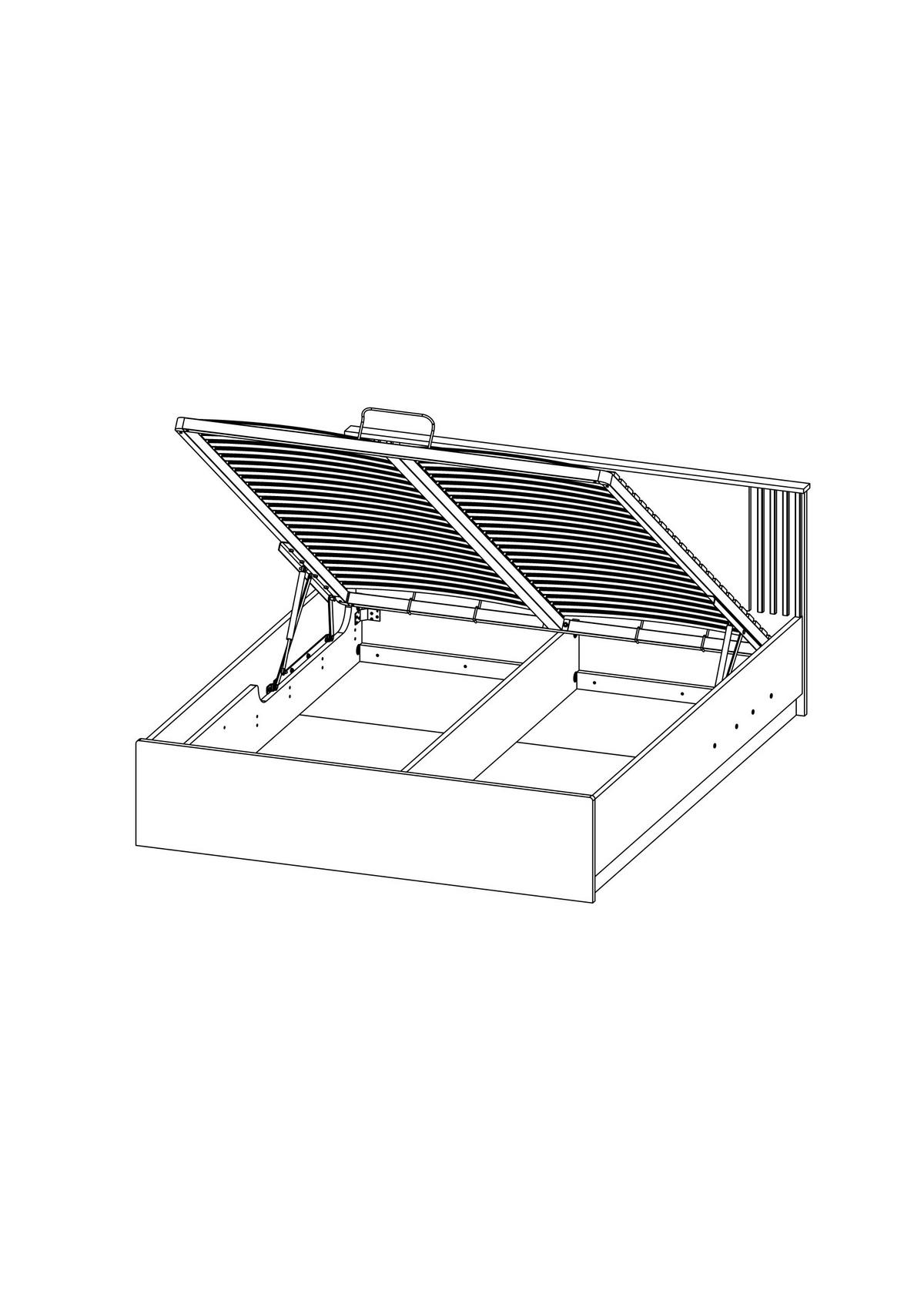 BETT Lamelo Wotan eiche, Doppelbett mit Staukasten - Schwarz/Braun, Holzwerkstoff (160/200cm) - Bettso