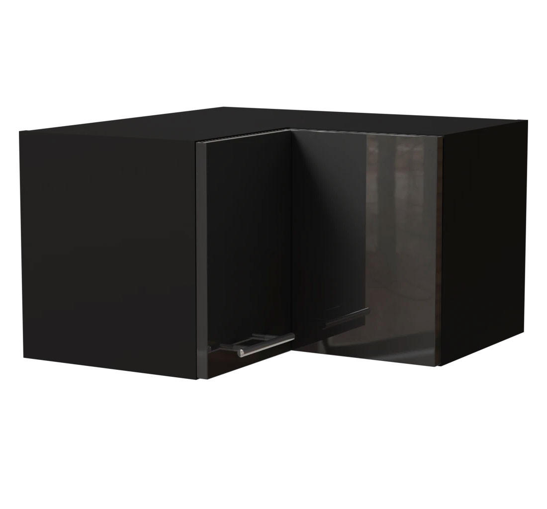 ECKHÄNGESCHRANK Essen W12/60/36 Graphit Hochglanz / Schwarz Matt 60 / 60 / 36cm - Schwarz/Graphitfarben, Holz/Holzwerkstoff (60/36/60cm) - Feldmann-Wohnen