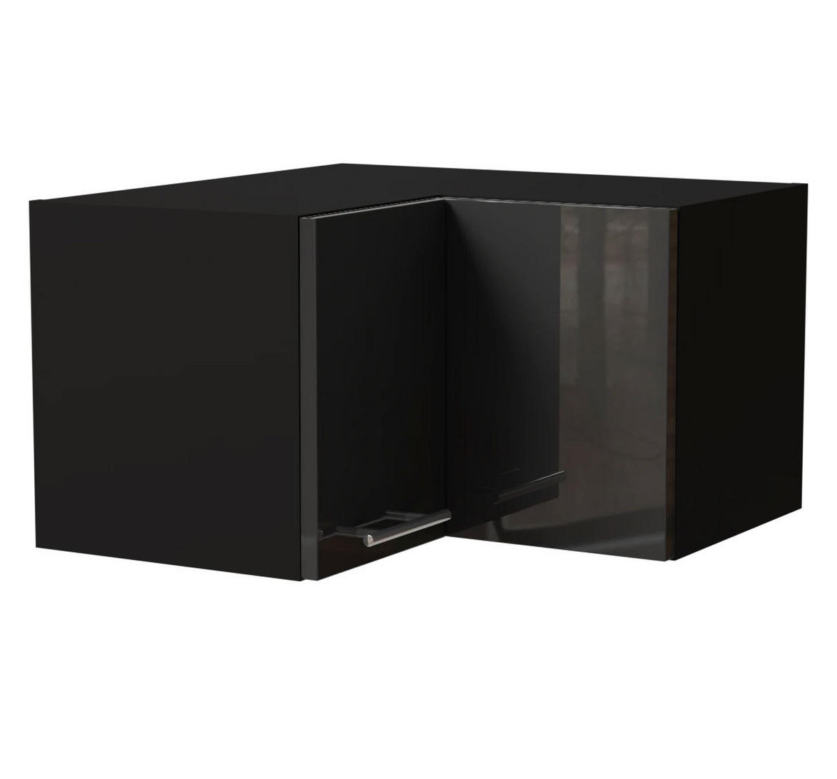 ECKHÄNGESCHRANK Essen W12/60/36 Graphit Hochglanz / Schwarz Matt 60 / 60 / 36cm - Schwarz/Graphitfarben, Holz/Holzwerkstoff (60/36/60cm) - Feldmann-Wohnen