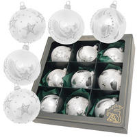 CHRISTBAUMKUGELN Set Winterzauber Silberfarbig 8cm (Glas / 9 Stk.) - Silberfarben, Glas (8/8/8cm) - Krebs Glas Lauscha