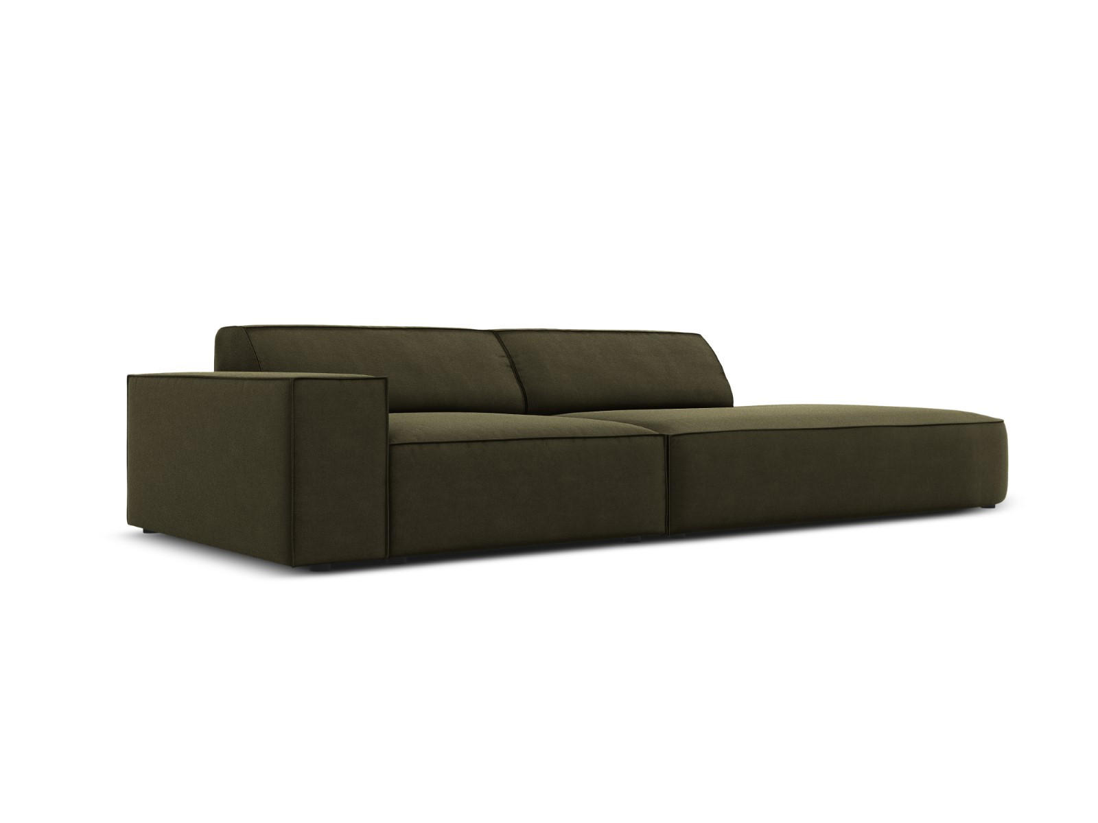 RECHTES-SOFA Jodie aus Samt grün 3 Sitzplätze - Grün, Textil (102/70/262cm) - Micadoni