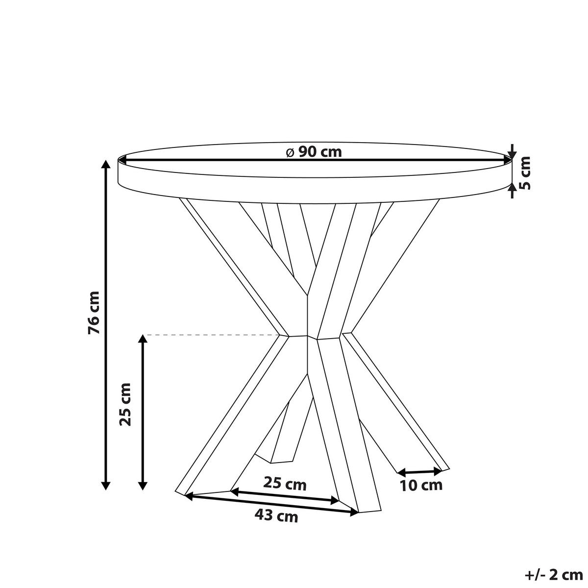 GARTENTISCH Faserzement grau 90 cm Olbia - Hellbraun/Grau, Stein (90/90/76cm) - Beliani