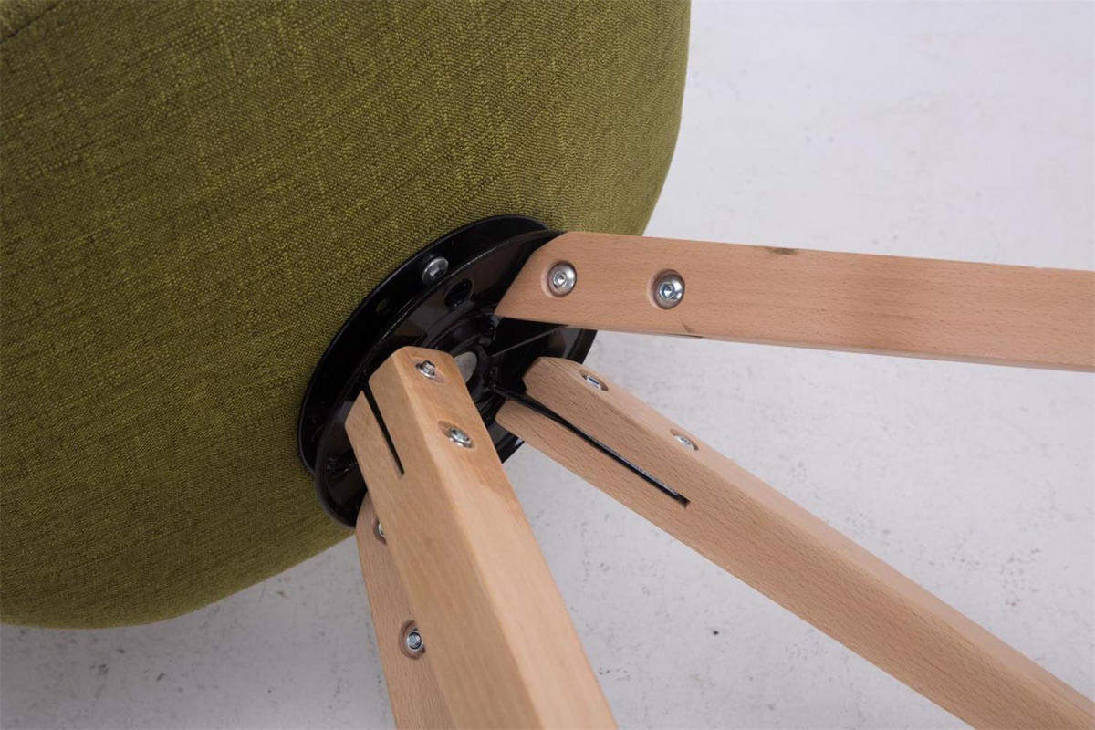 DREHSTUHL Stoff grün - Eukalyptusholzfarben/Grün, Holz/Textil (48/84/56cm) - CLP