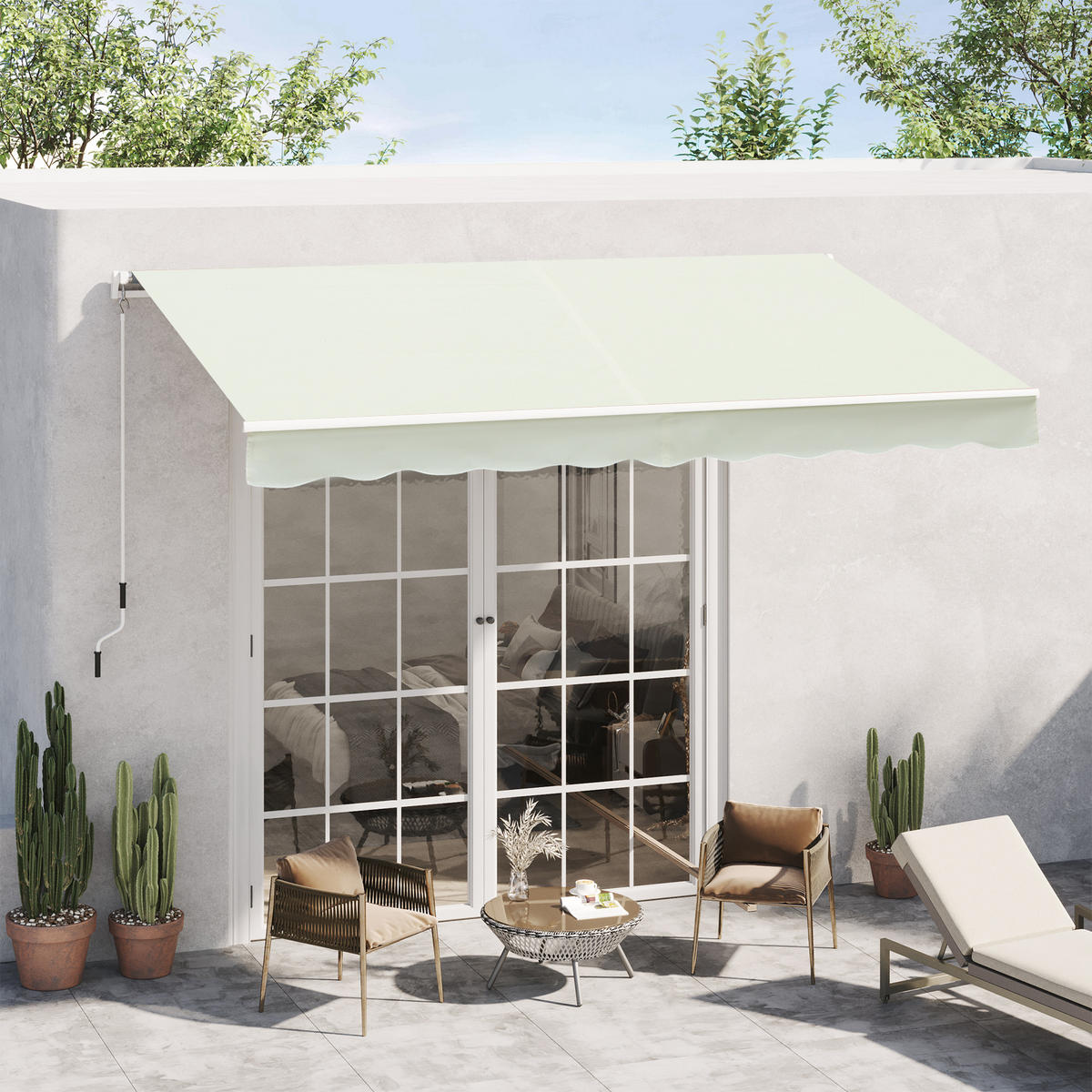 MARKISE DE-13901 mit Kurbel, manuell 295 / 245 cm, Winkel 45°-85° Creme - Creme, Metall (245/1/295cm) - ComfortXL