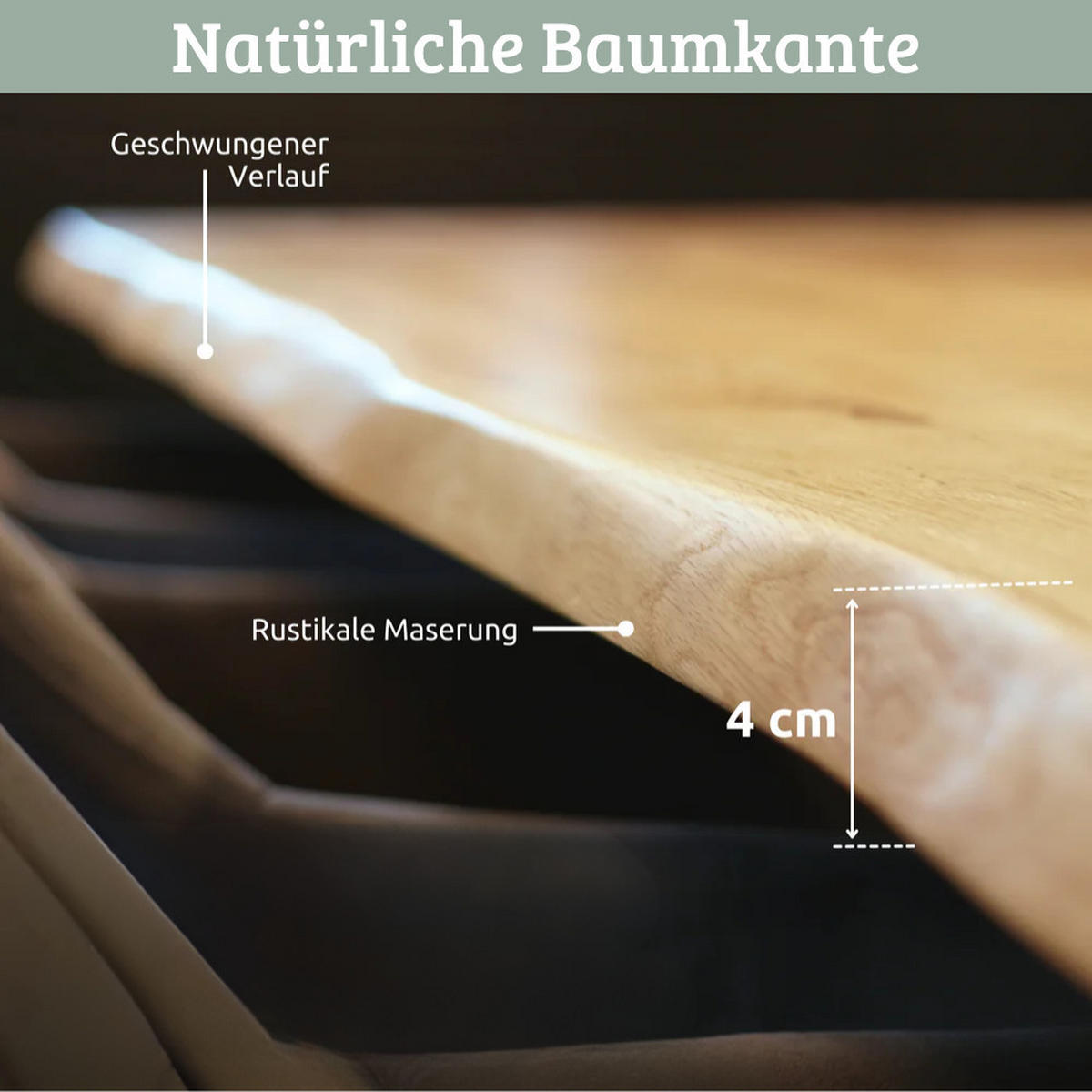 ESSTISCH Massivholz mit Baumkante KEANU 140x80 cm Eichenholz Doppel-Dreieck Gestell - Braun, Holz/Metall (80/140/76cm) - DELUKE