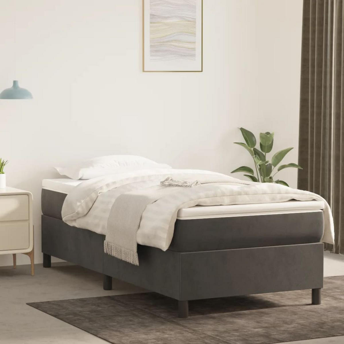 BETTGESTELL Dunkelgrau 100/200 Cm Samt - Grau, Holzwerkstoff (100/200cm) - vidaXL