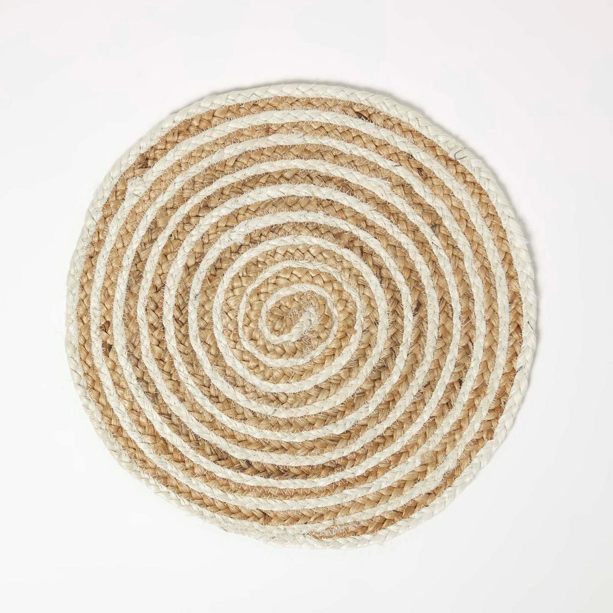 JUTE-TISCHSET Spiral creme-natur, 4er-Set Platzsets rund geflochten, 40 cm - Naturfarben, Naturmaterialien (40/40cm) - Homescapes