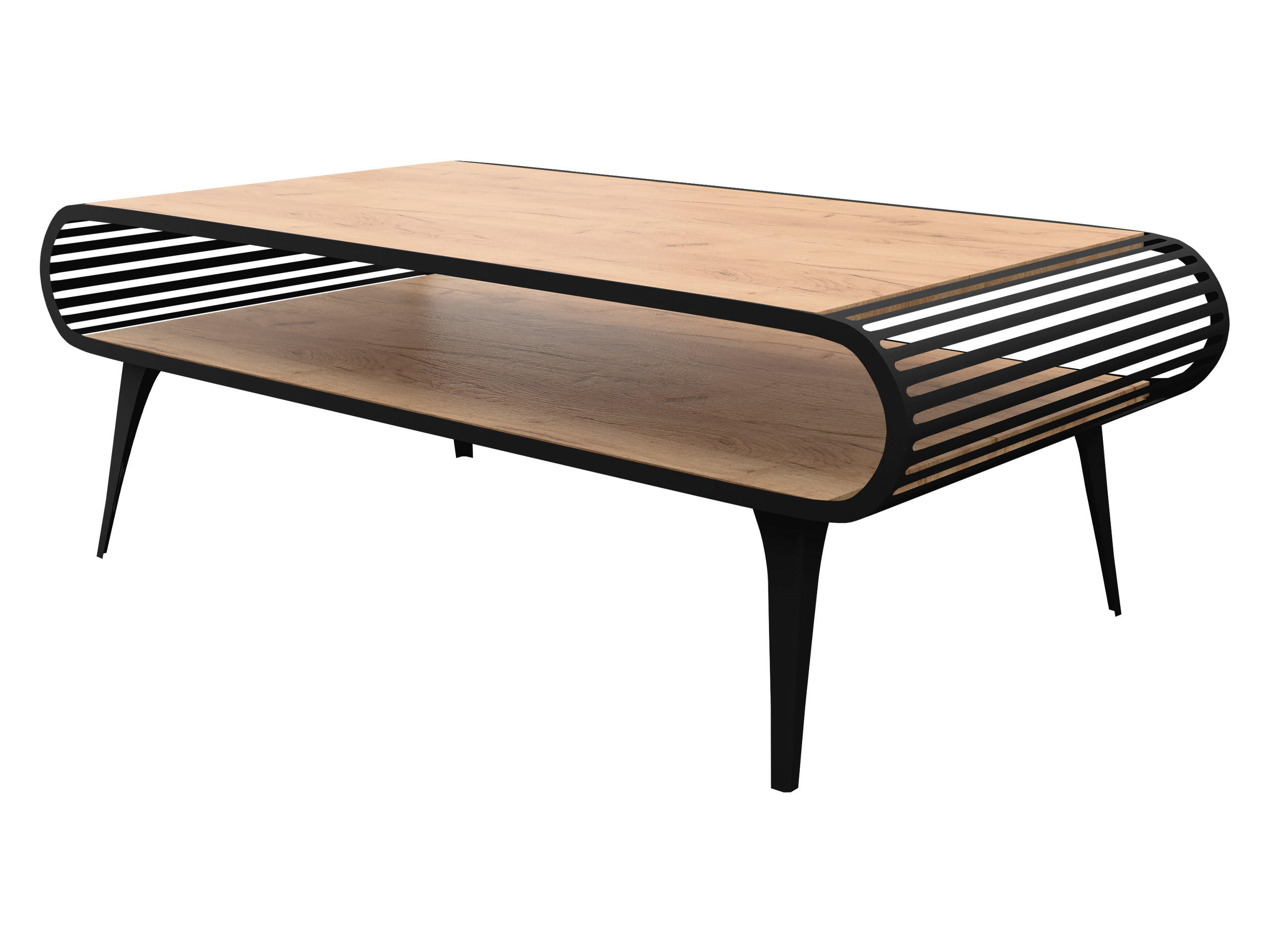 Mirjan24 Couchtisch Schwarz, Eiche 120x44x60 cm