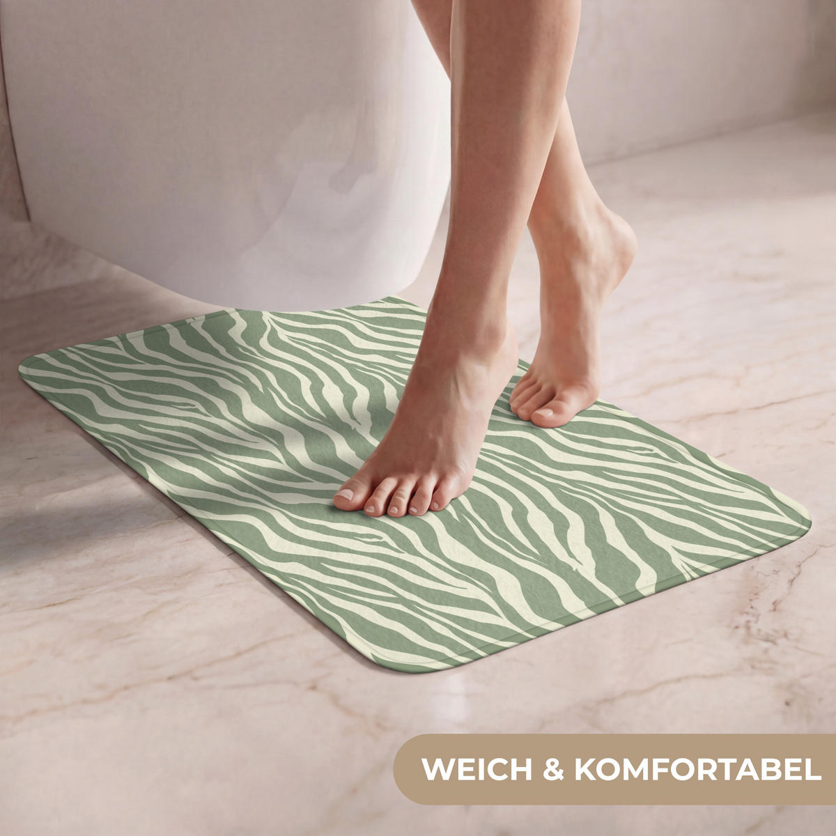 WC PŘEDLOŽKA Zebra - Motiv - zelená 40x60 cm - šalvějově zelená, textil/plast (40/1cm) - OnlyWow