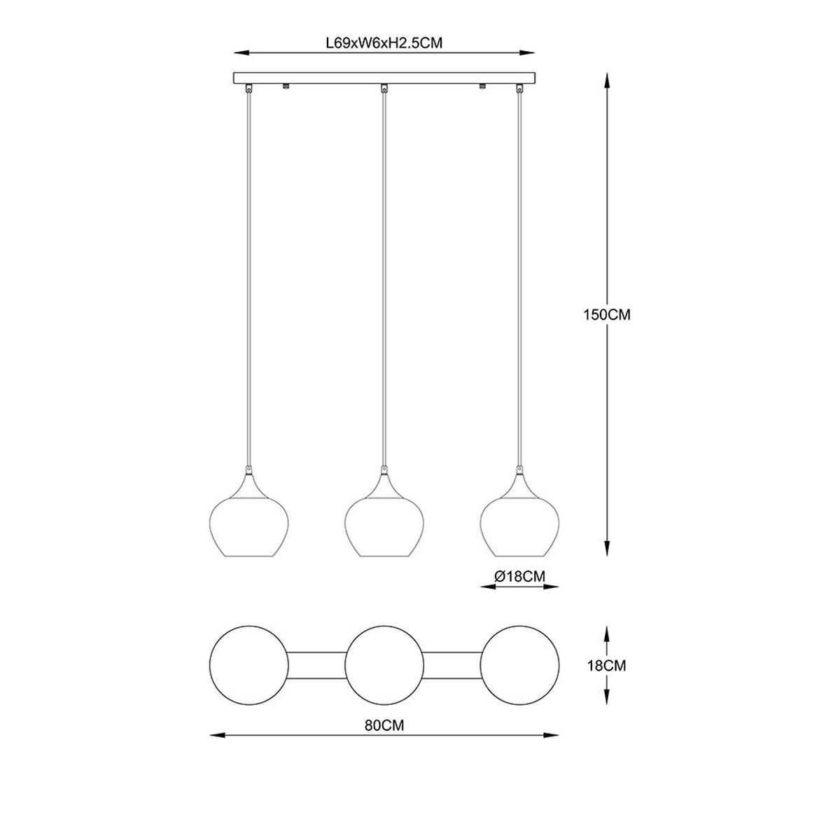 LED HÄNGELEUCHTE Metall Glas Bunt - Multicolor, Glas (80/18/150cm) - Globo Lighting