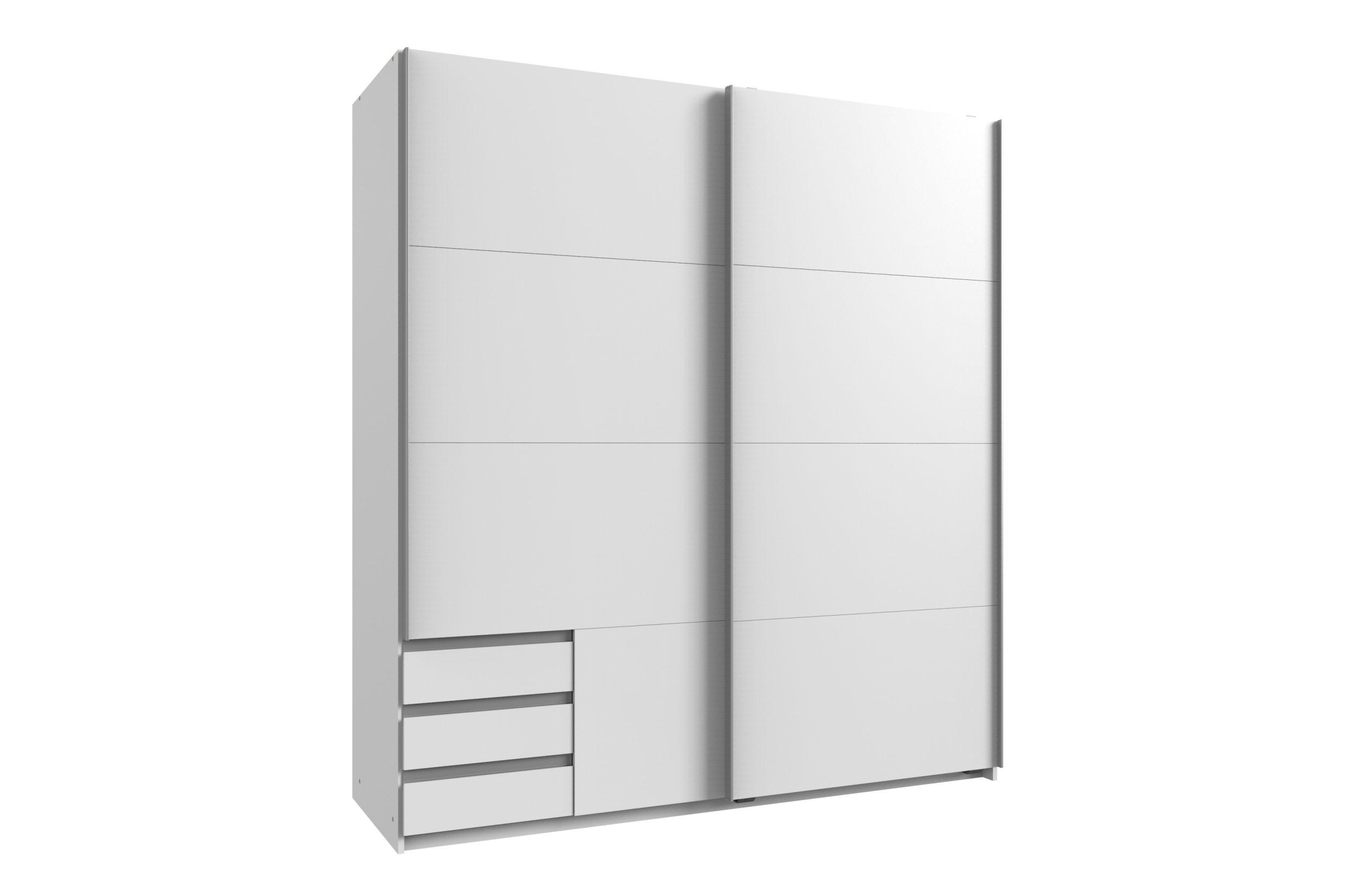 KLEIDERSCHRANK Emden in Weiß - Schwebetürenschrank Breite 179 cm ohne Spiegel - Weiß, Holzwerkstoff (179/198/65cm)