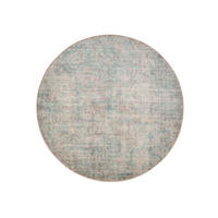 VINTAGE-TEPPICH Miray waschbar ø 160 cm rund - Türkis/Grau, Kunststoff (160/160cm) - benuta Nest