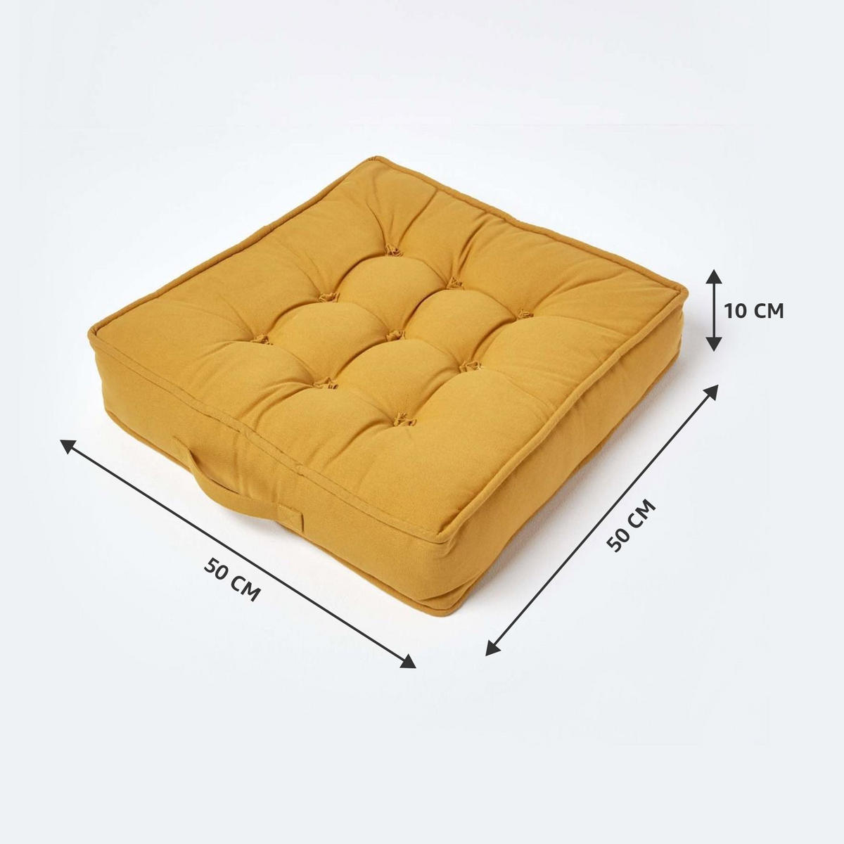 SITZKISSEN senfgelb 50/50/10 cm – Sesselkissen, Baumwolle - Gelb, Textil (50/50/10cm) - Homescapes