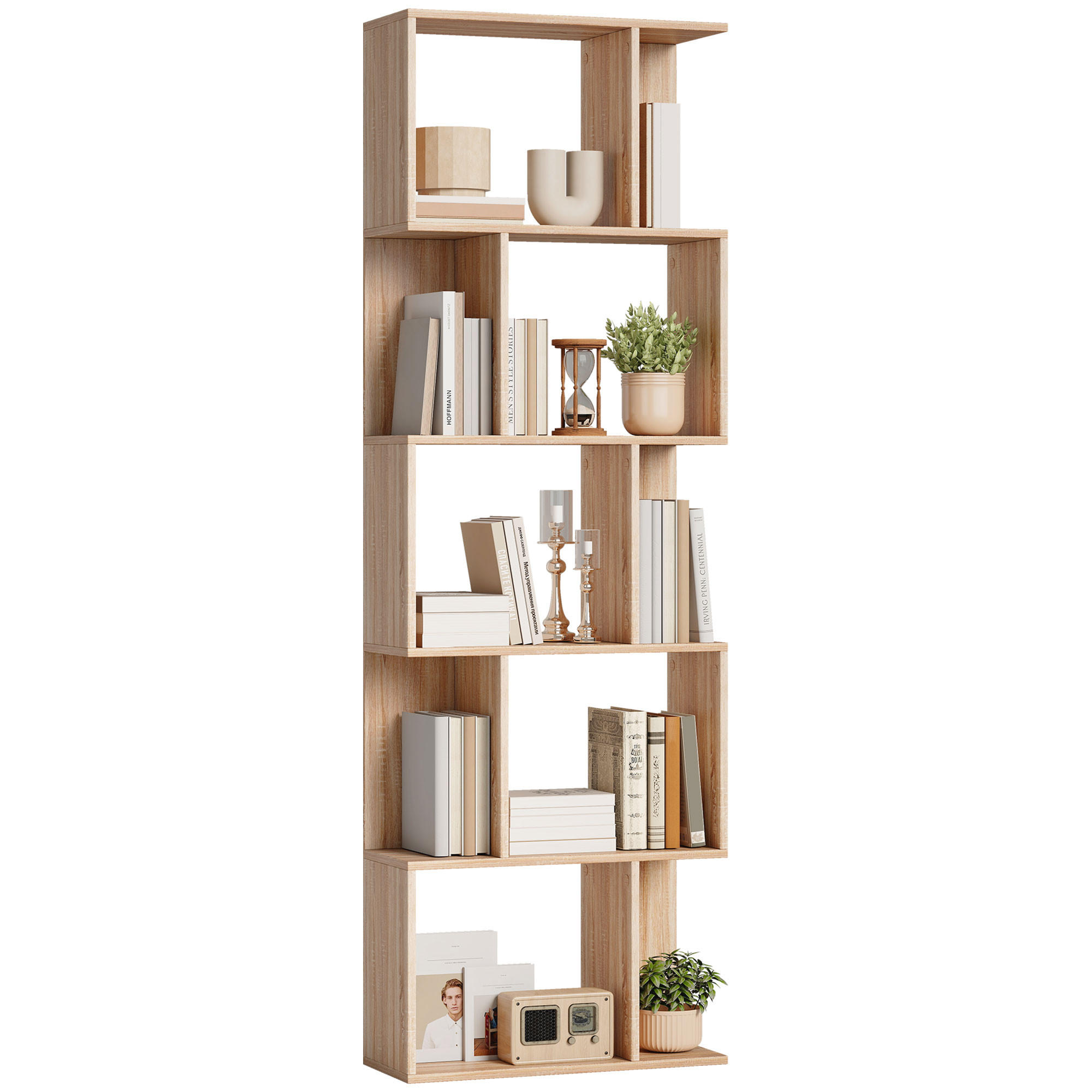REGAL DE-15540 60/24/184 cm, S-Form Naturholz - Naturfarben, Holzwerkstoff (60/184.5/24cm) - ComfortXL