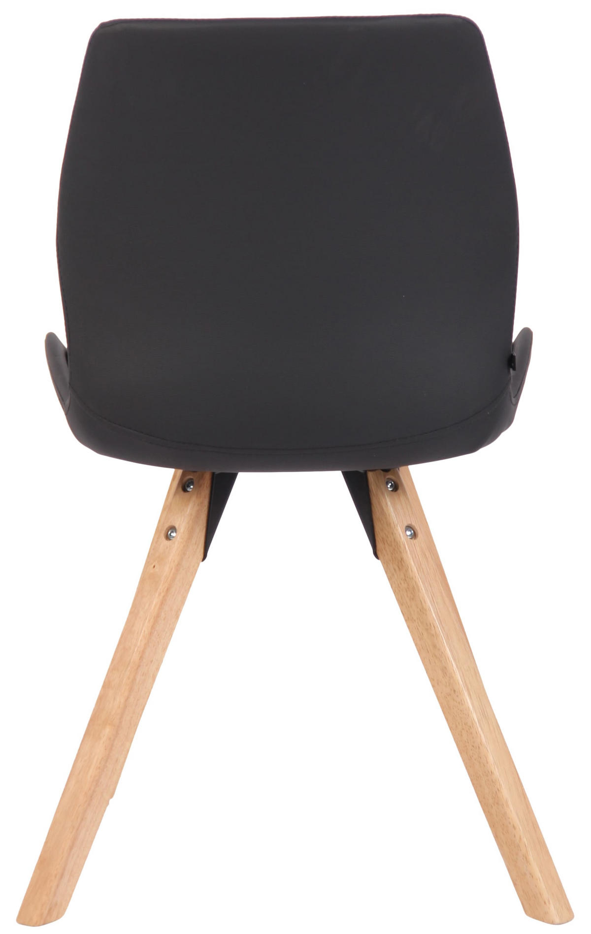 STUHL Lederlook schwarz - Eukalyptusholzfarben/Schwarz, Holz/Textil (49/87.5/58cm) - CLP