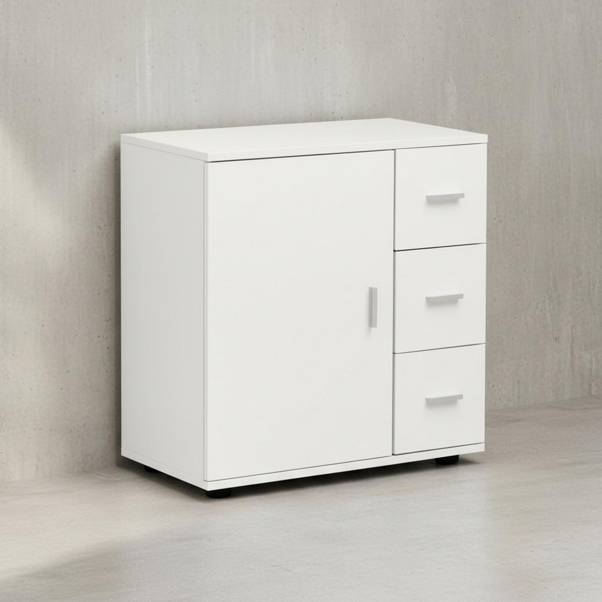 BADSCHRANK Weiß 60x65,5x33 cm mit großem Stauraum in matter Ausführung - Schwarz/Weiß, Holz (60/66/33cm) - KADIMA DESIGN