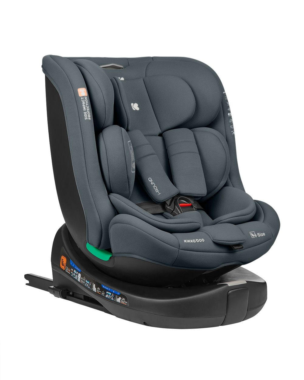 KINDERSITZ i-Round i-Size dunkelgrau (40-150cm) Isofix, 360-Grad-Drehung, Gurt - Grau, Textil (45/60/51cm) - Kikka boo
