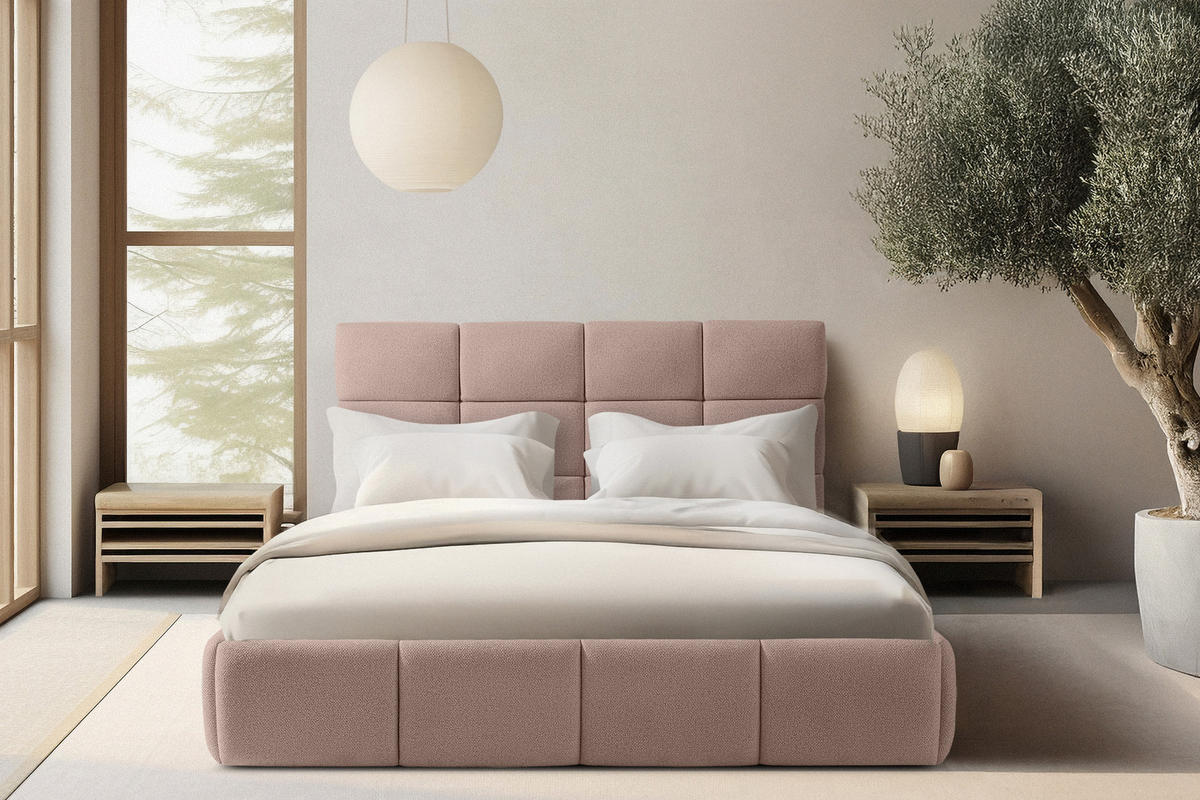 POLSTERBETT ALTOS Bouclé, rosa - Rosa, Holz/Holzwerkstoff (160/200cm) - KONSIMO®