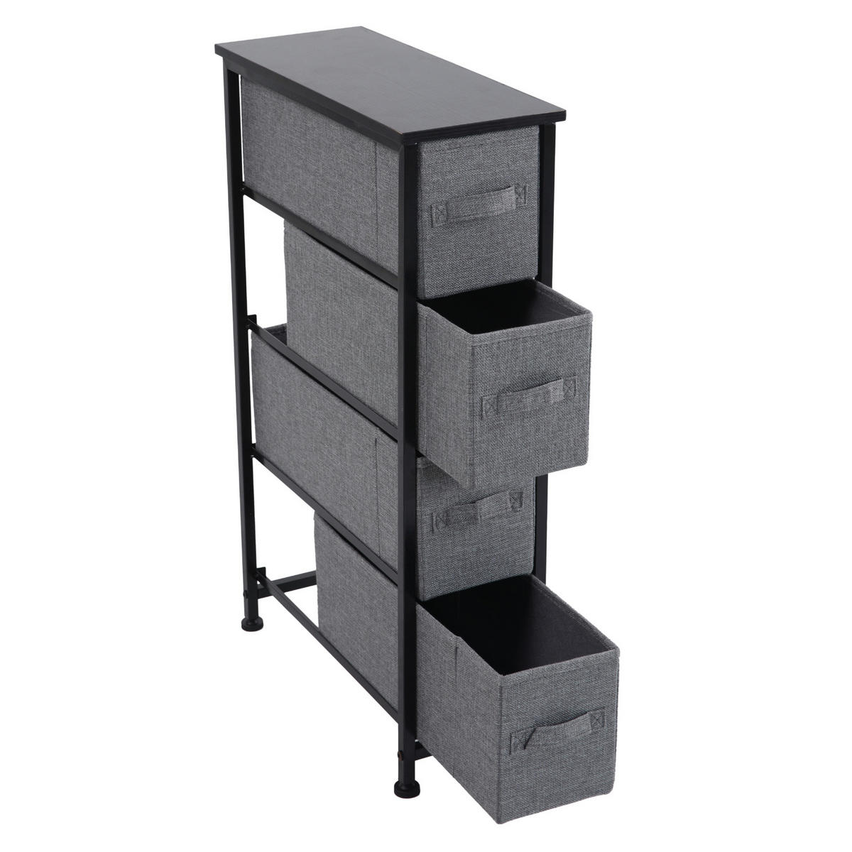 REGAL mit Stoffschubladen Piet - Schwarz, Metall (20/79/48cm) - SVITA