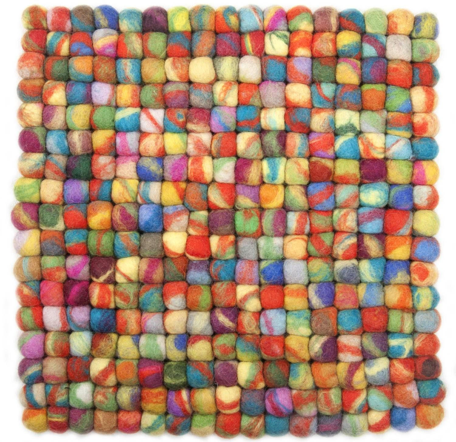 Theko Filzteppich Mehrfarbig 34x34 cm