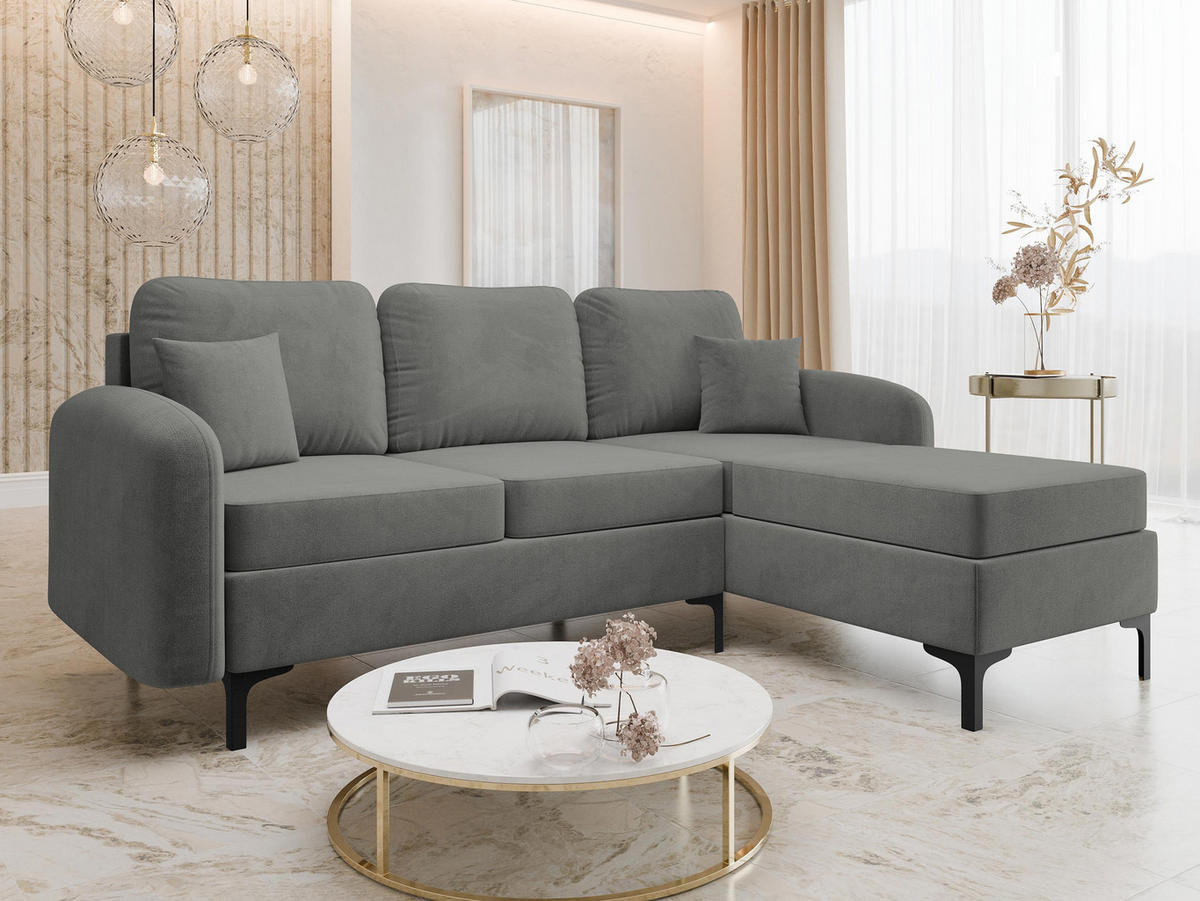 ECKSOFA Venice, Seite: Rechts - Blau/Schwarz, Holz/Textil (225/172cm) - MIRJAN24