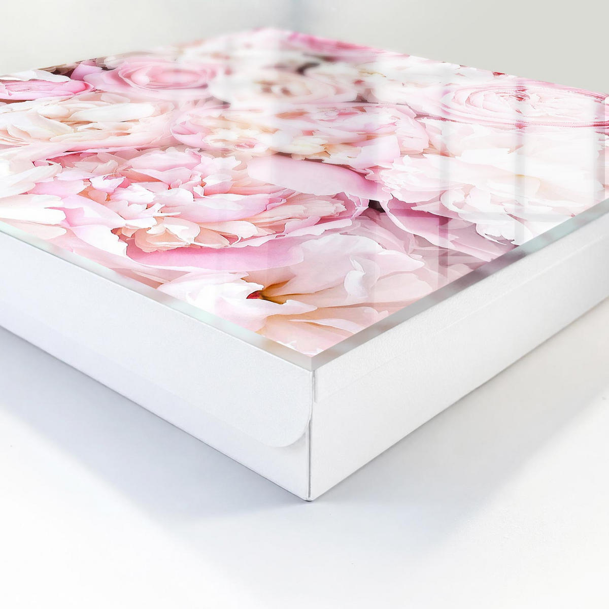 SCHLÜSSELBOX Weiß 30x30 cm – Türöffnung nach rechts - Pastellblumen - Pink, Metall (30/30/5cm) - TULUP