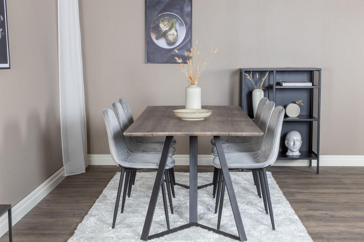 TISCHGRUPPE Grau - Grau, Holzwerkstoff (90/75/180cm) - ebuy24