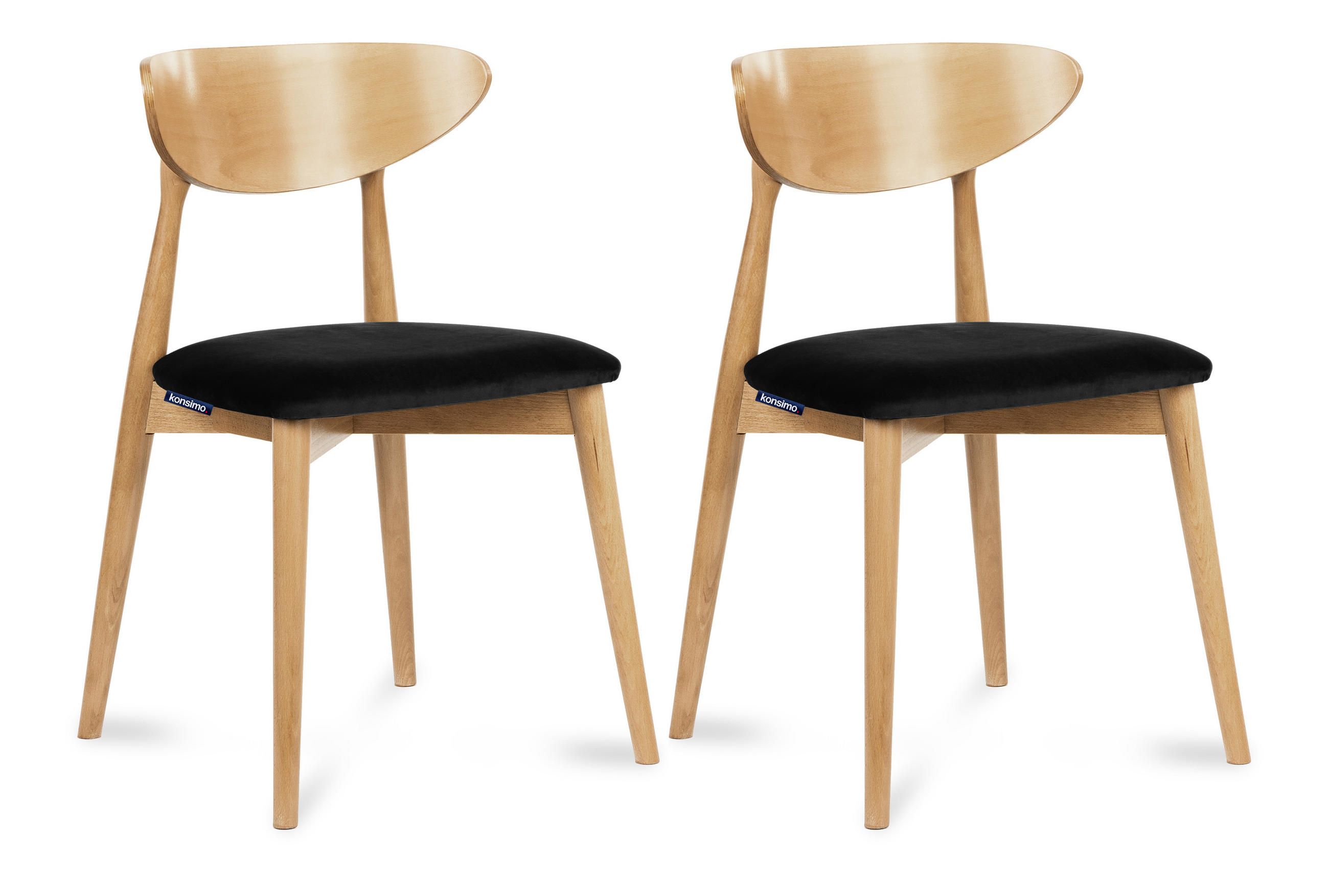 ESSZIMMERSTÜHLE RABI (2er-Set), schwarz / Eiche hell - Eichefarben/Schwarz, Holz/Buchenholz (47/79/45cm) - KONSIMO®