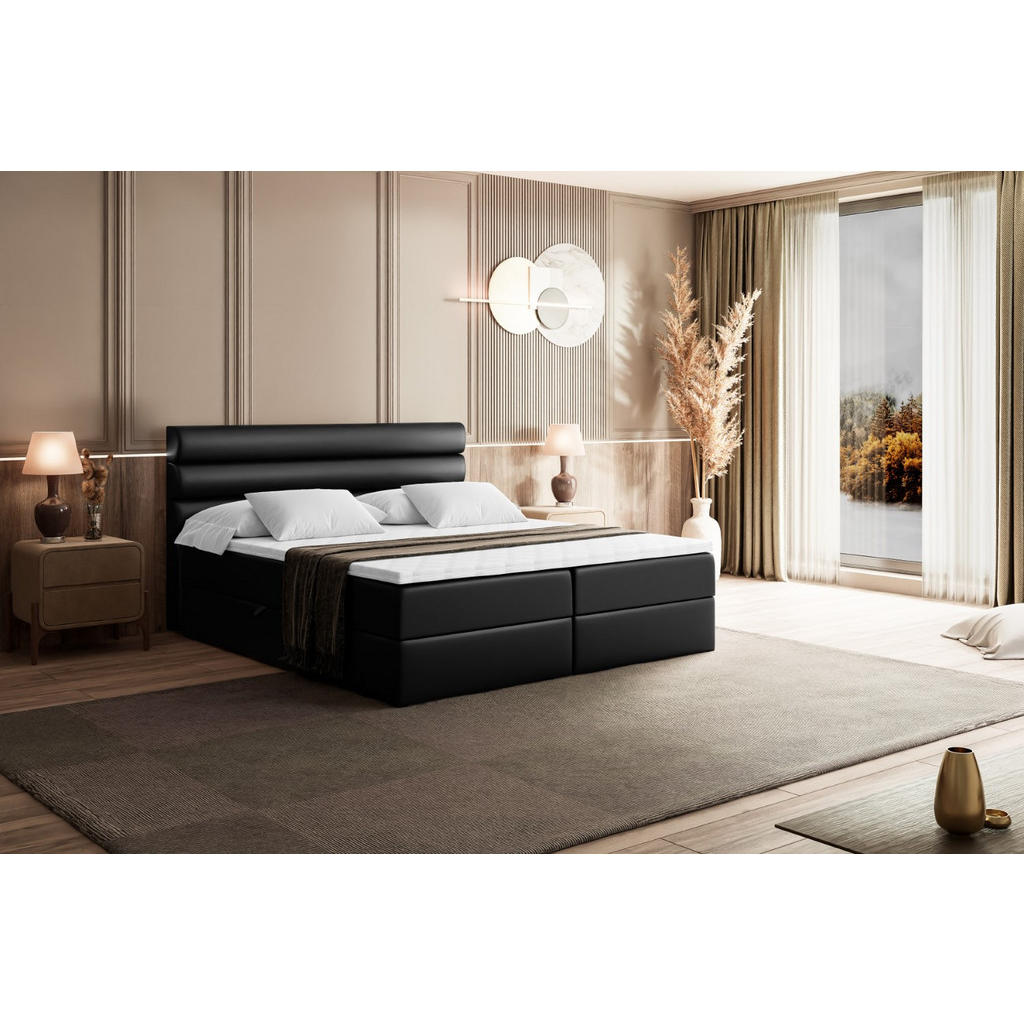 Thumbnail - Altdecor Boxbett, Schwarz Hochglanz, Holzwerkstoff, Höhe ca. 20 cm, 140x200 cm, Schlafzimmer, Betten, Boxspringbetten