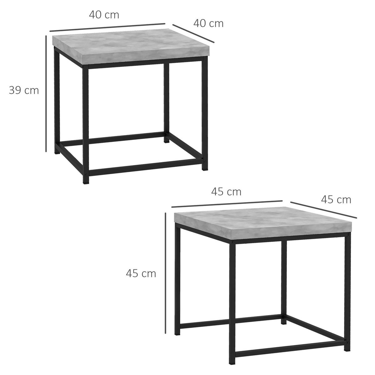 BEISTELLTISCH Grau 2 Stück - Grau, Naturmaterialien (45/45/45cm) - GiPP