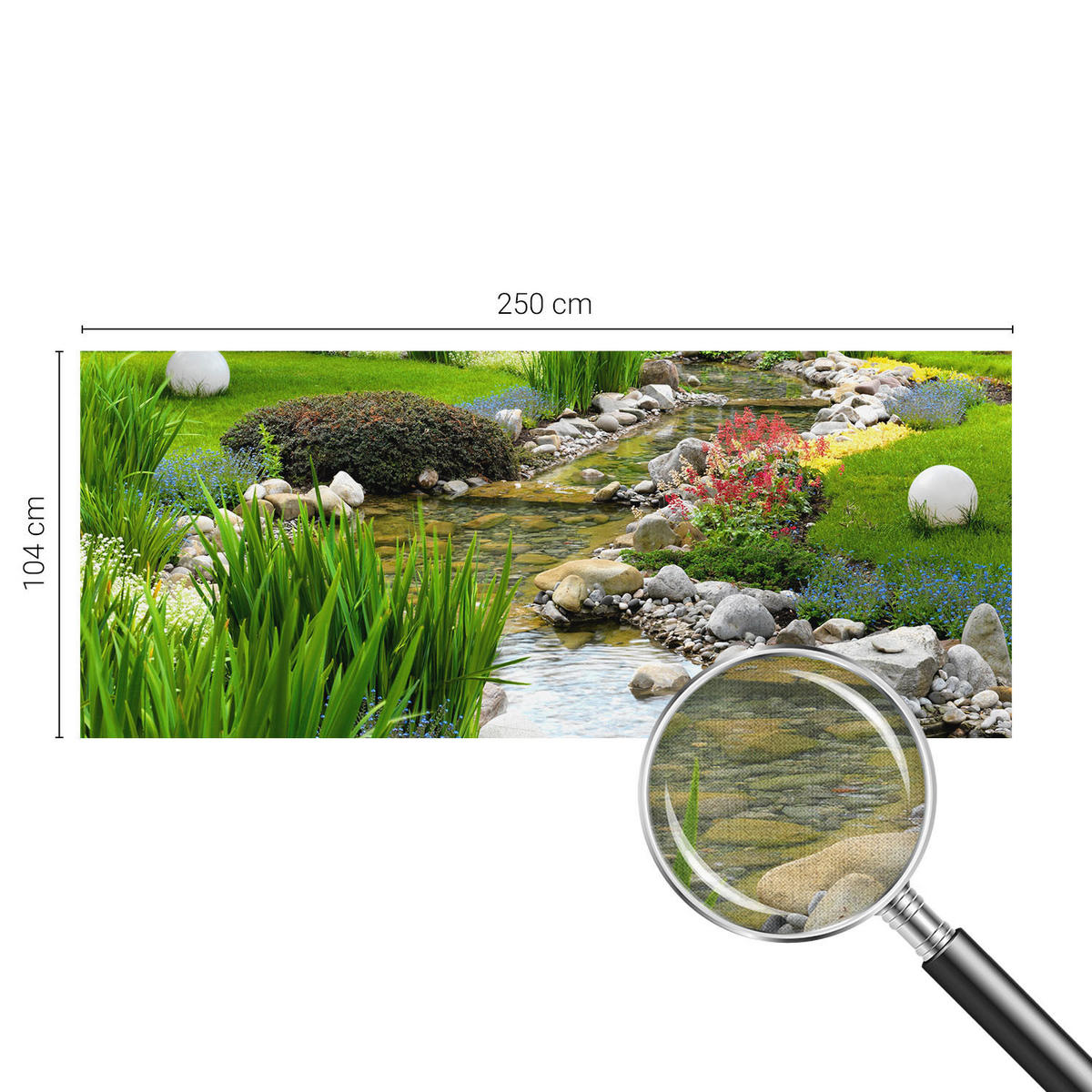 FOTOTAPETE 250x104 cm - Idyllischer Garten - Grün, Textil (250/104cm) - Wallfluent