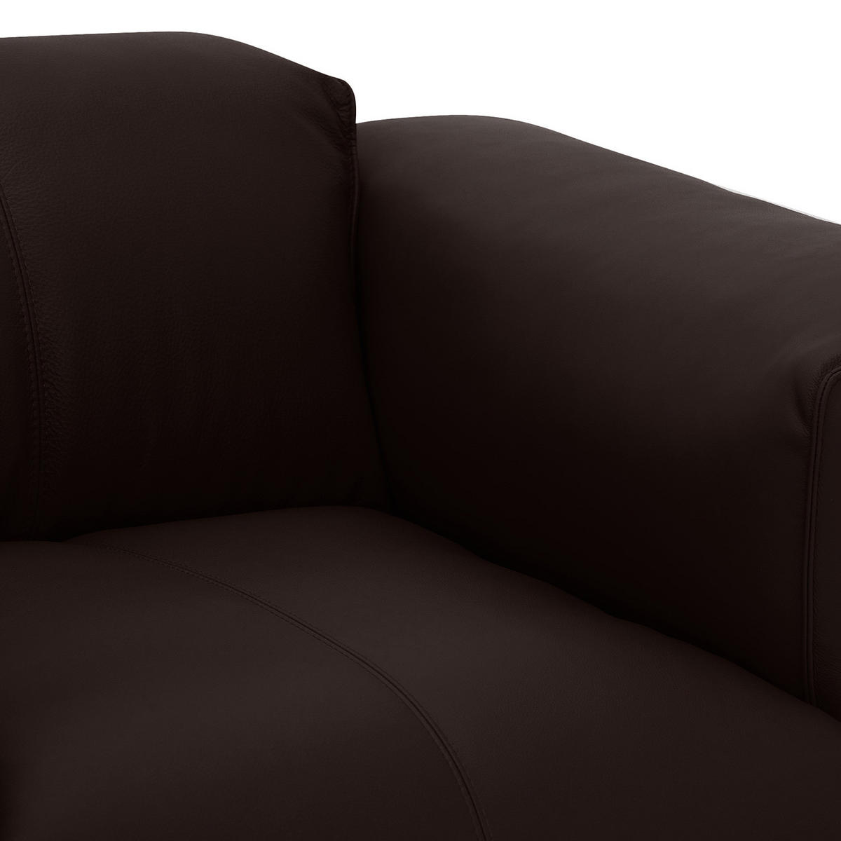 ECKSOFA mit Chaiselongue - Dunkelbraun/Schwarz, Leder/Kunststoff (290/173cm) - home24