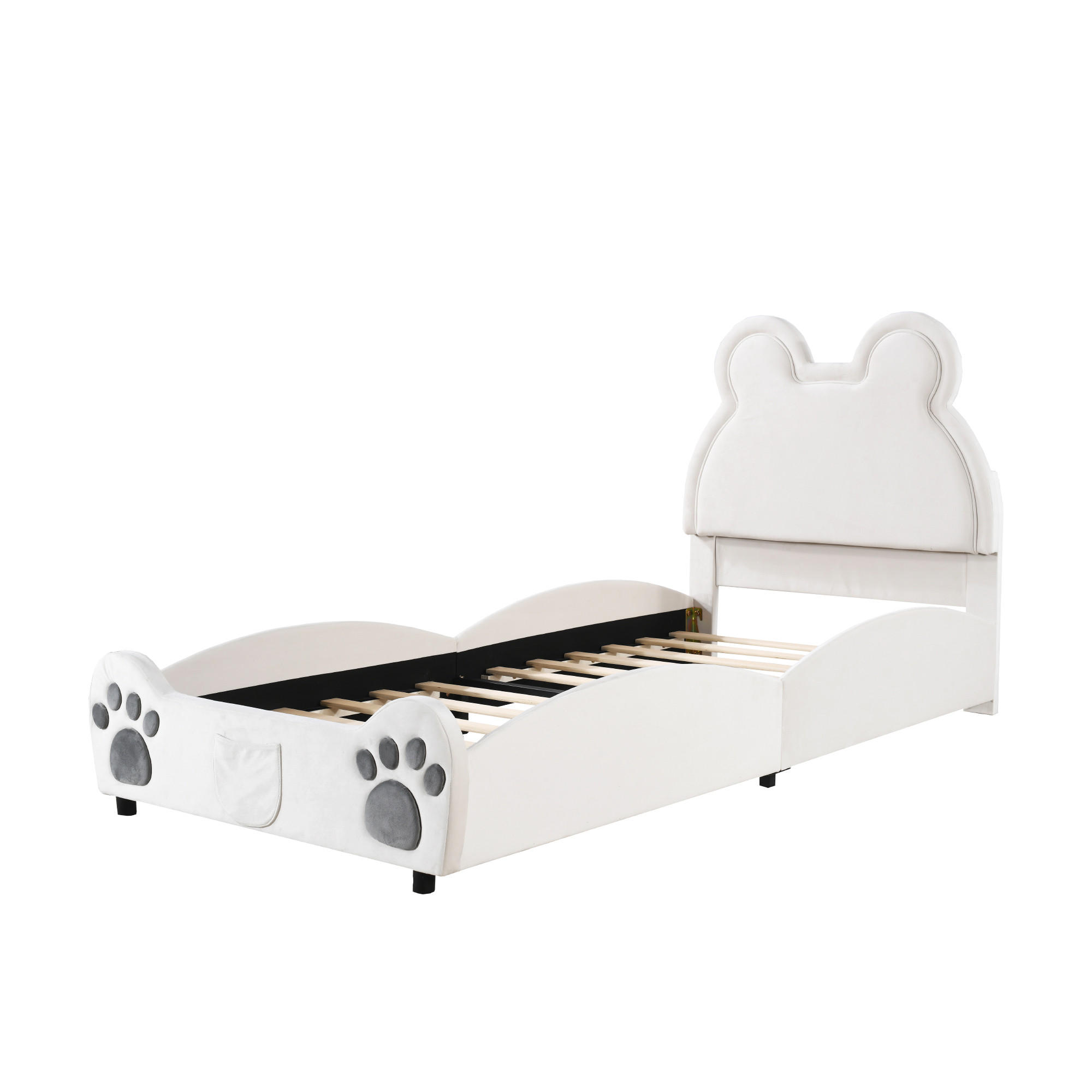 KINDEREINZELBETTEN aus Samt 90x200 cm in Weiß - Weiß, Textil (90/200cm) - Modfu