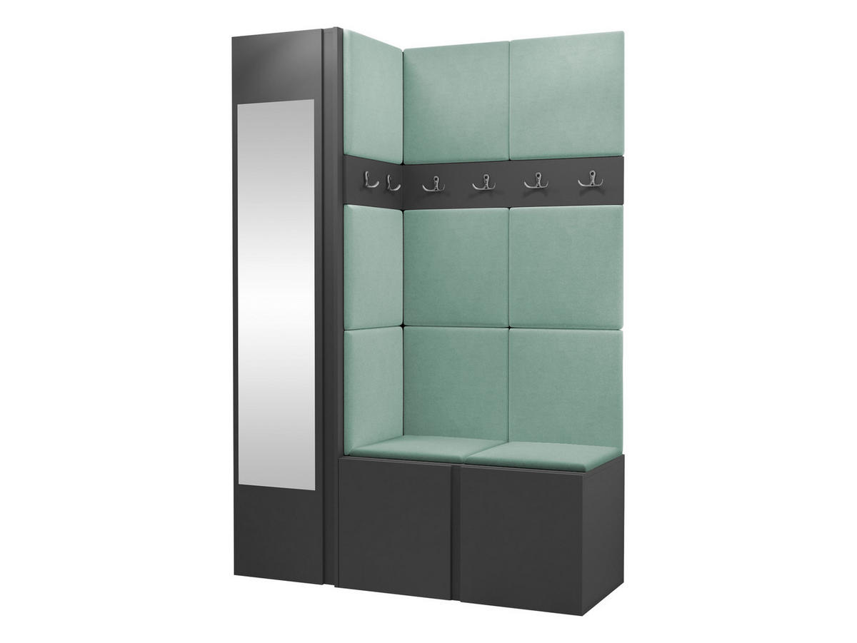 GARDEROBEN-SET Orion X - Graphitfarben/Mintgrün, Holzwerkstoff/Kunststoff (124/186/46cm) - MIRJAN24