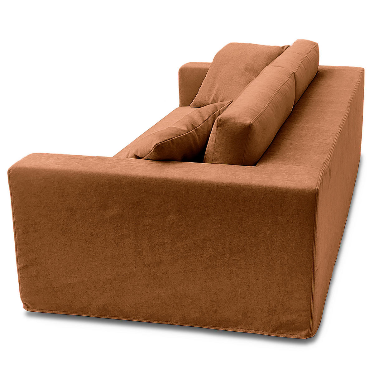 BIGSOFA mit Wechselbezug - Webstoff - Schwarz/Kupferfarben, Kunststoff/Textil (265/63/122cm) - home24