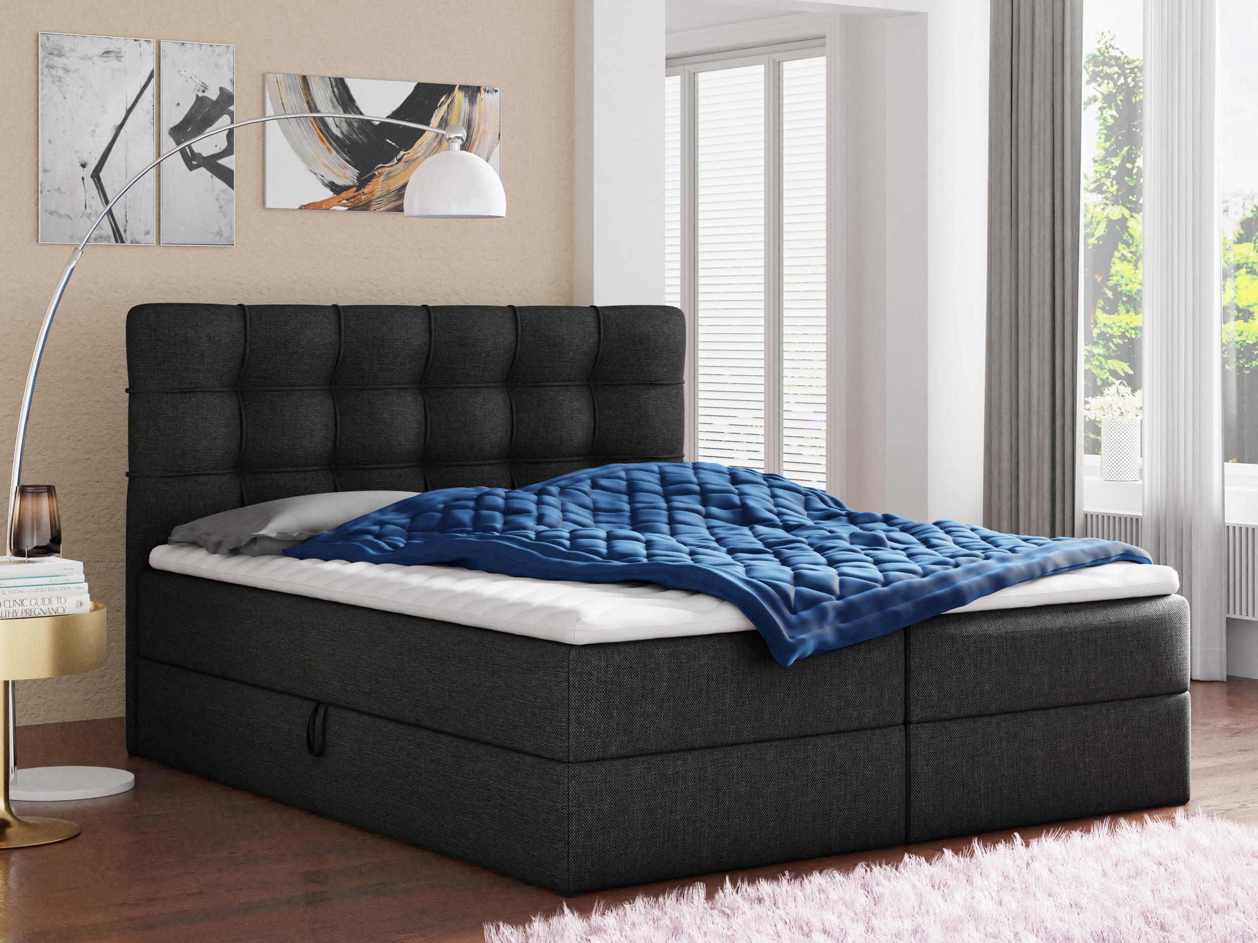BOXBETT Best - 180x200 - schwarz (Inari 100, Webstoff) - Schwarz, Holz/Holzwerkstoff (180/200cm) - Sofnet